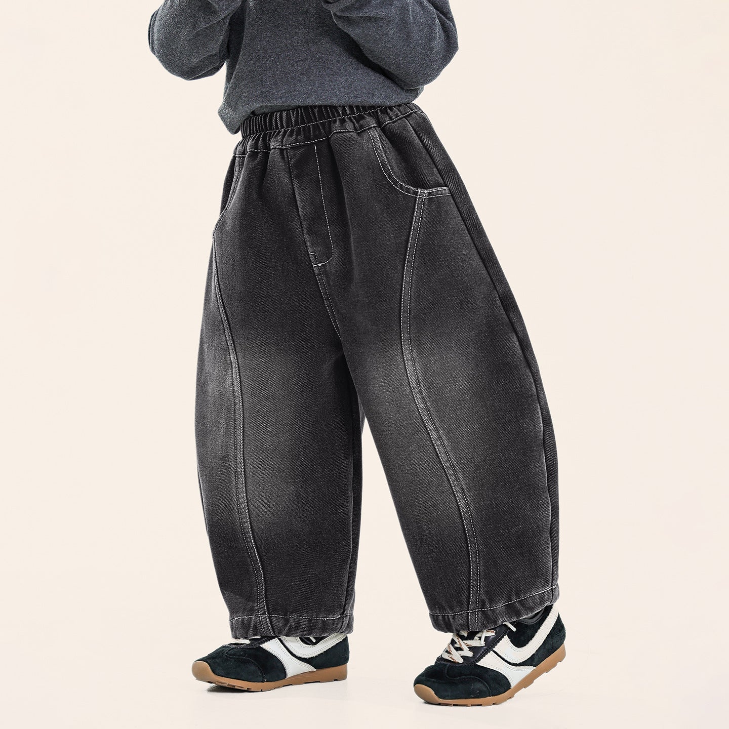 ヴィンテージ加工裏ボアデニムパンツ