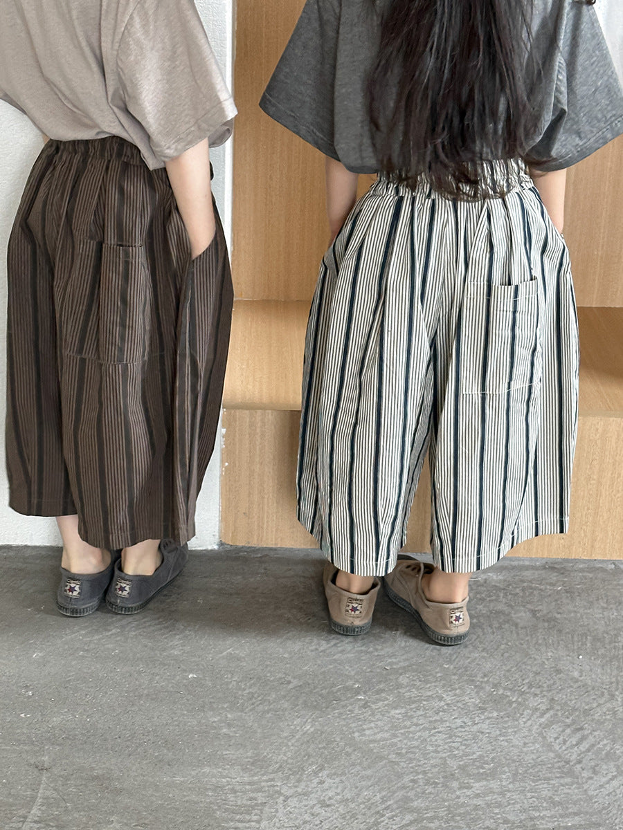 ストライプ七分ワイドパンツ