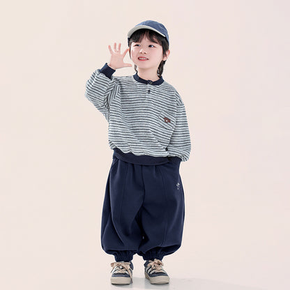 ヘンリーネックボーダースウェット