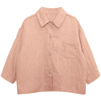 クレープ風素材薄手シャツ