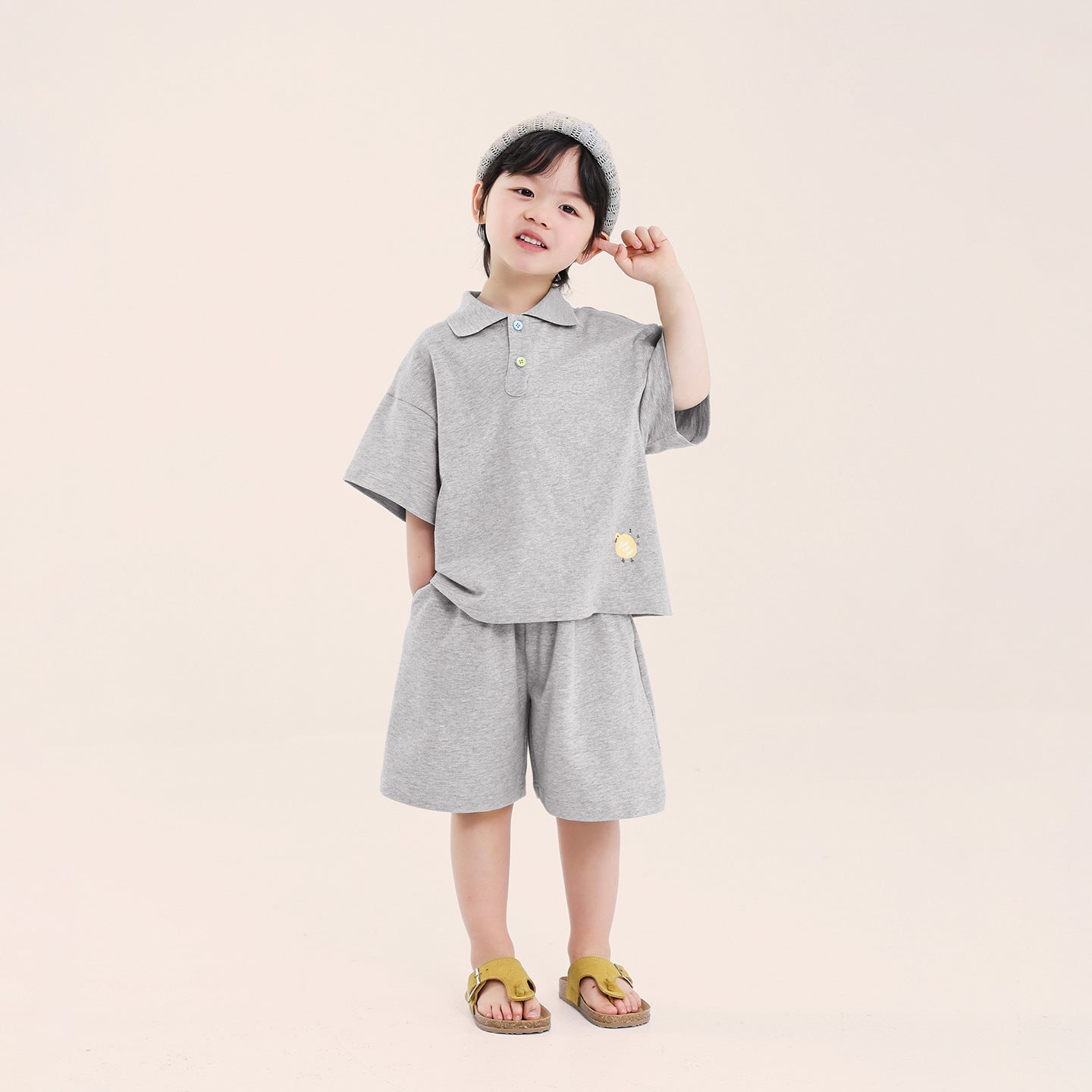 カラーボタンポロシャツ＆ショートパンツ2点セット