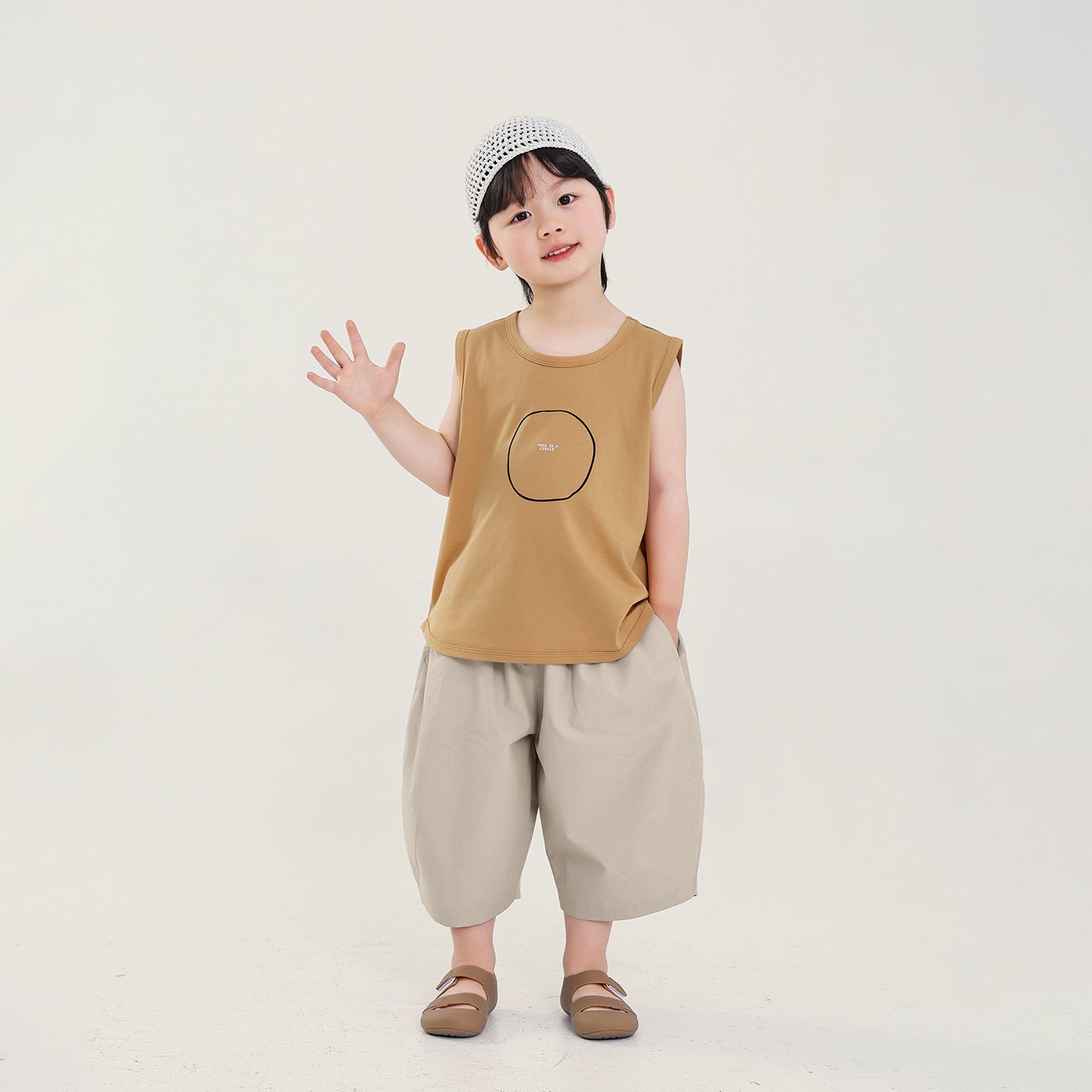 サークルプリントコットンタンクトップ