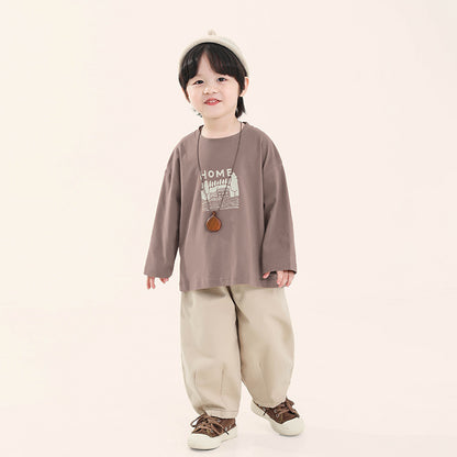 家イラスト長袖Tシャツ