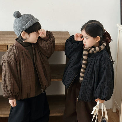 凹凸生地チェック柄中棉コート