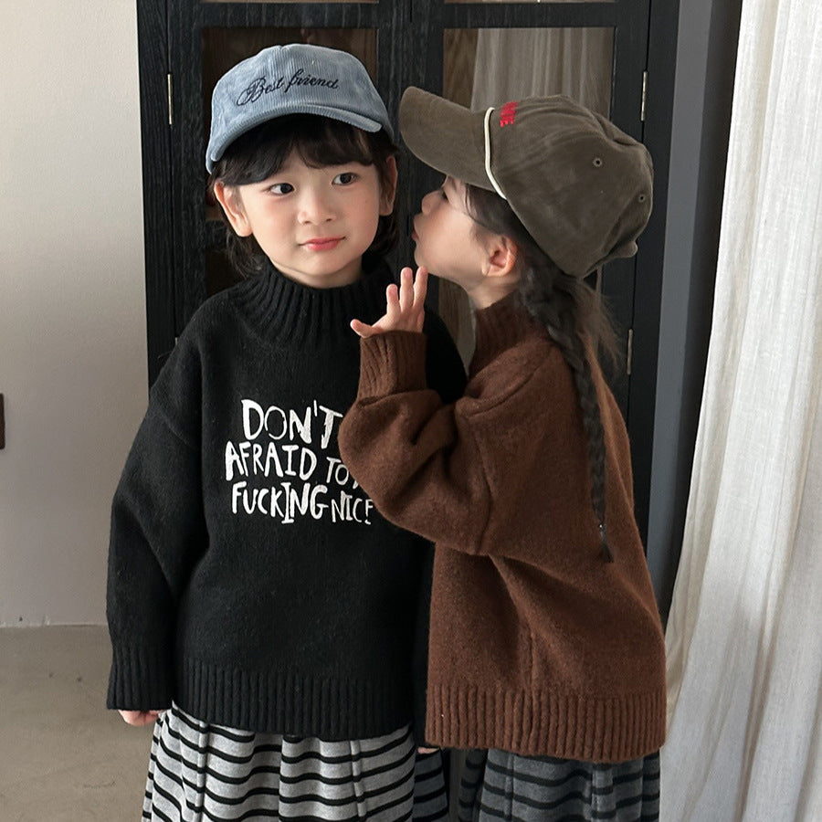 イングリッシュワードハイネックニット