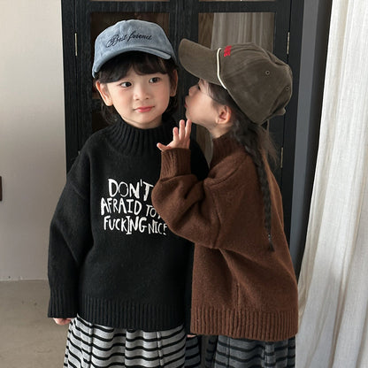 イングリッシュワードハイネックニット