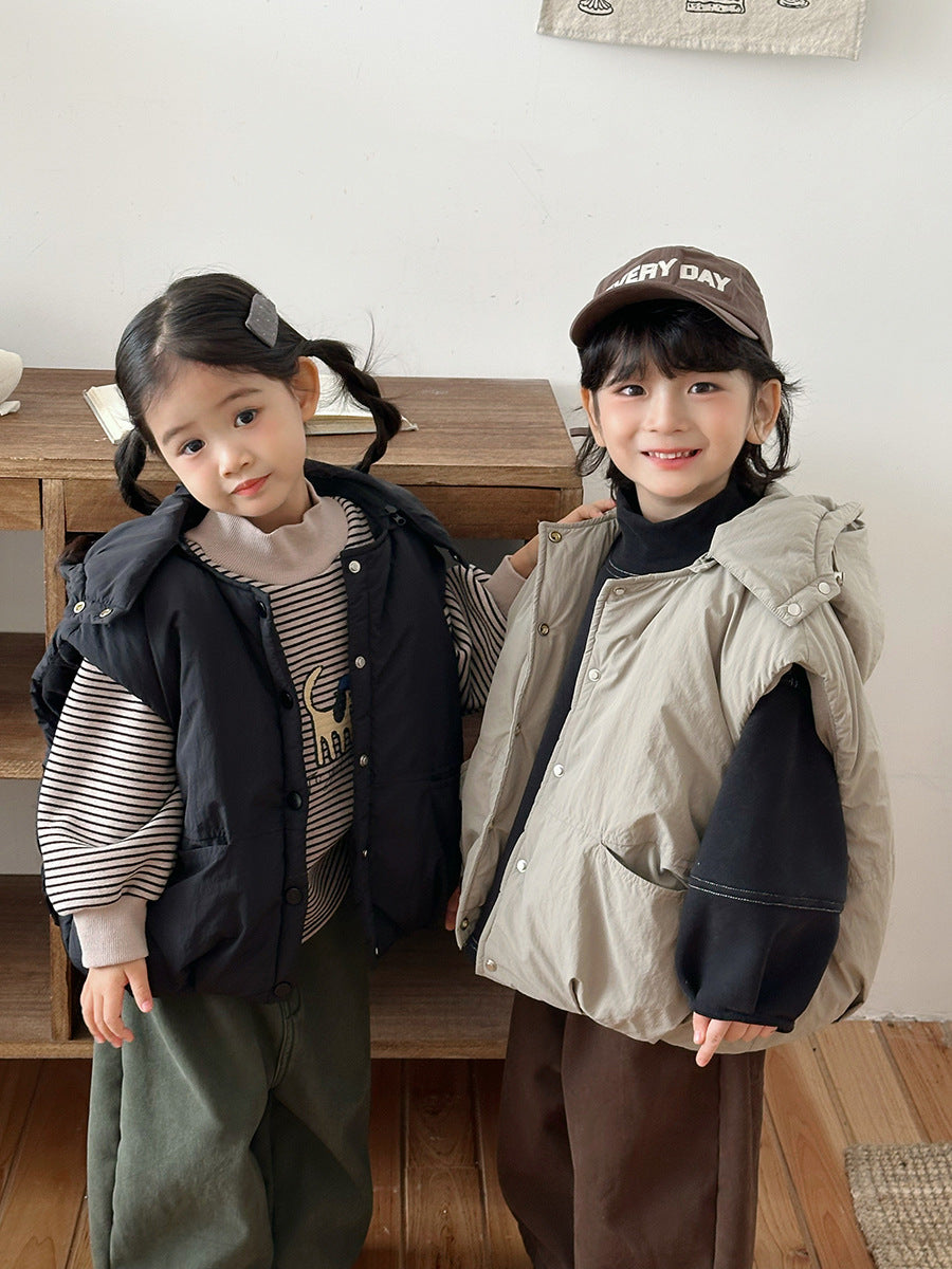 脱着フードつき中棉ベスト