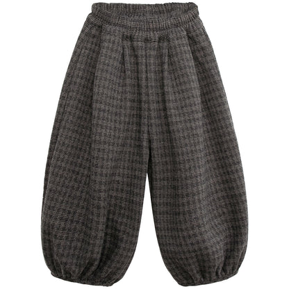 控えめチェック裏ボアバルーンパンツ