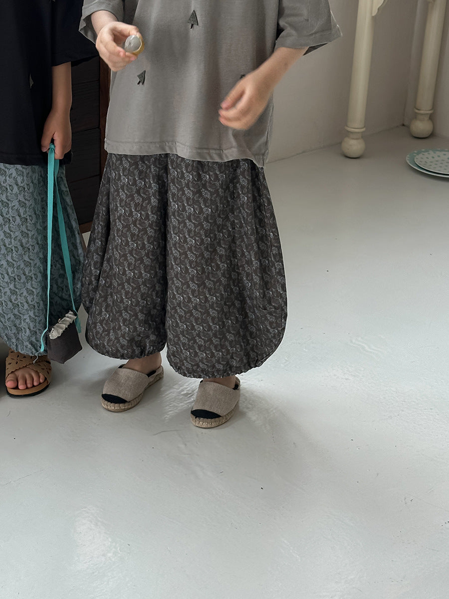 全面プリントコットンロングパンツ