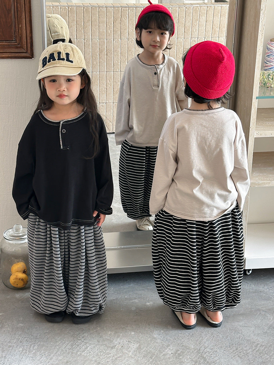 ヘンリーネック天竺棉Tシャツ