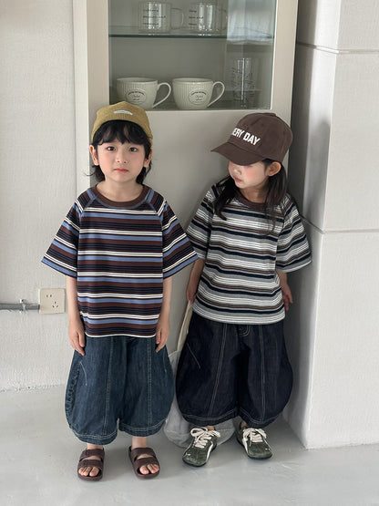 ボーダー柄ステッチTシャツ