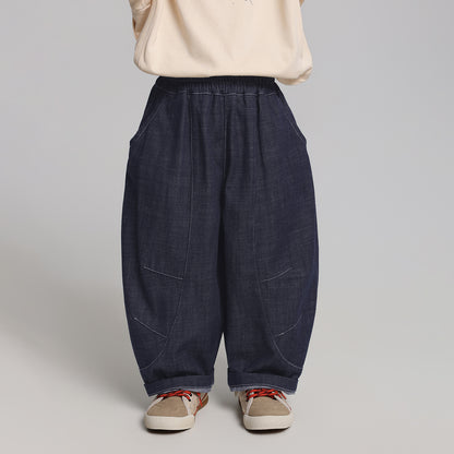 ステッチデザインデニム風ロングパンツ