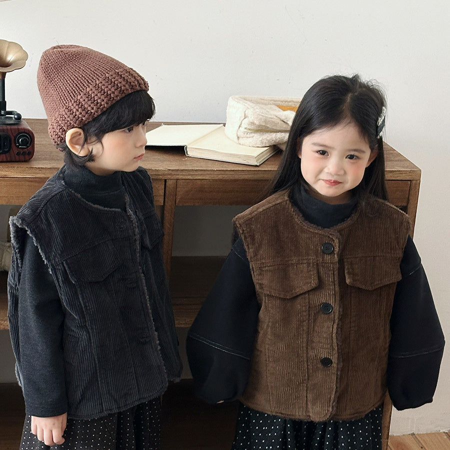 コーデュロイユニセックスベスト