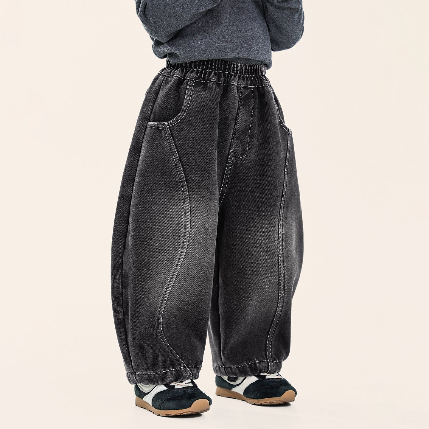 ヴィンテージ加工裏ボアデニムパンツ