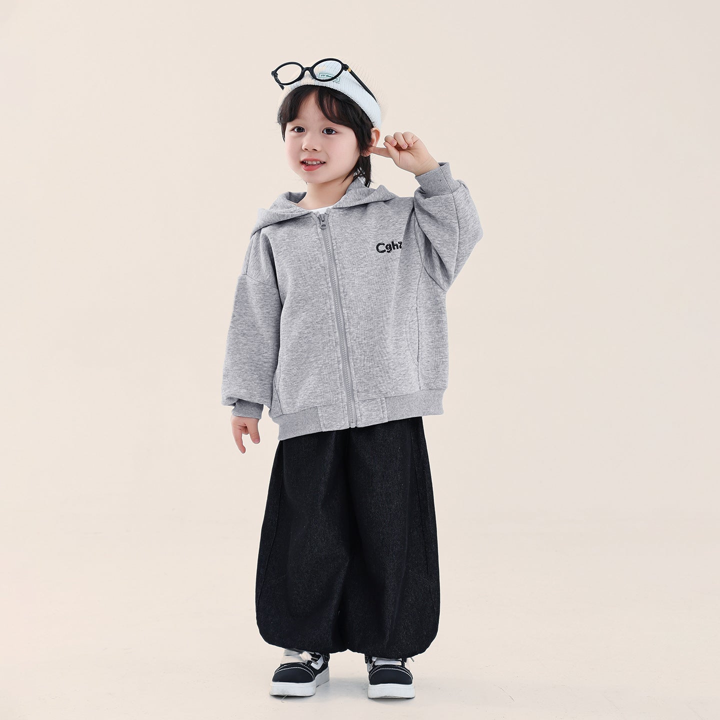 小文字ロゴジップアップパーカー