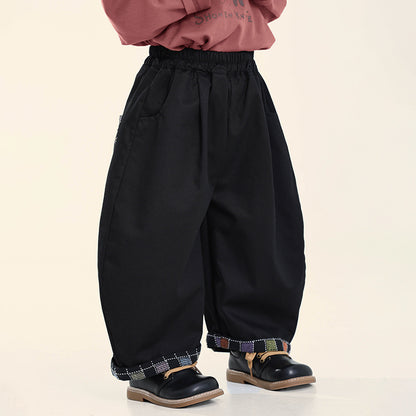 カラフルチェック巻き裾パンツ