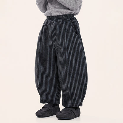 チョークストライプ裏ボアパンツ