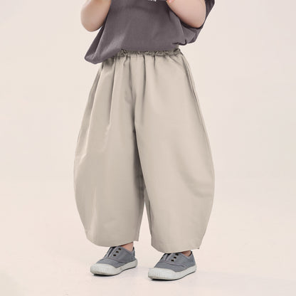 後ろ裾プリントコットン九分丈パンツ