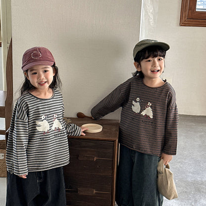 ガチョウプリントボーダーTシャツ