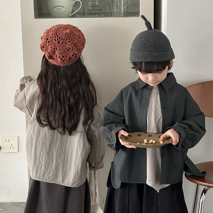 デザイン性ある無地シャツアウター