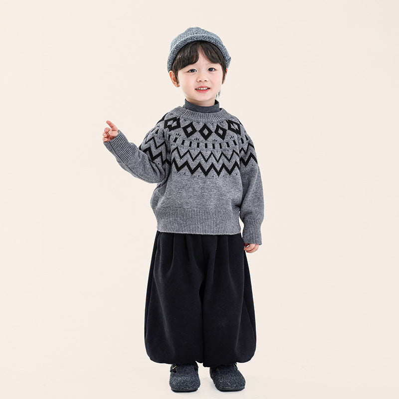 ノルディック柄厚手ニット