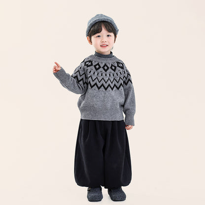 ノルディック柄厚手ニット