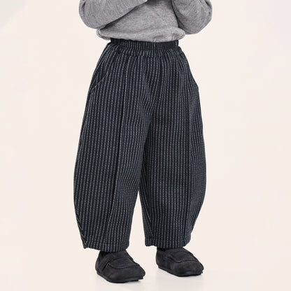 チョークストライプ裏ボアパンツ