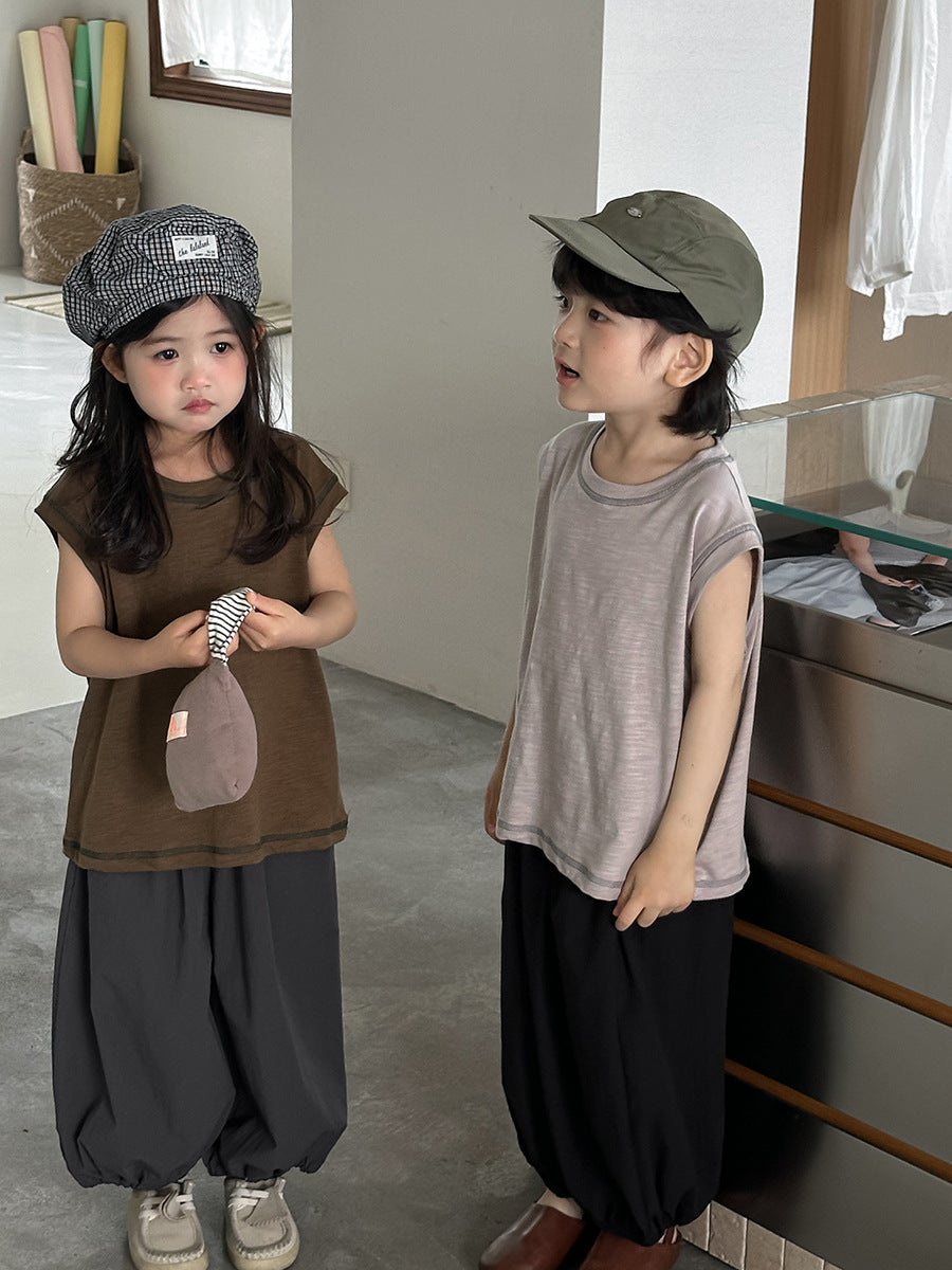 ステッチ純綿タンクトップ