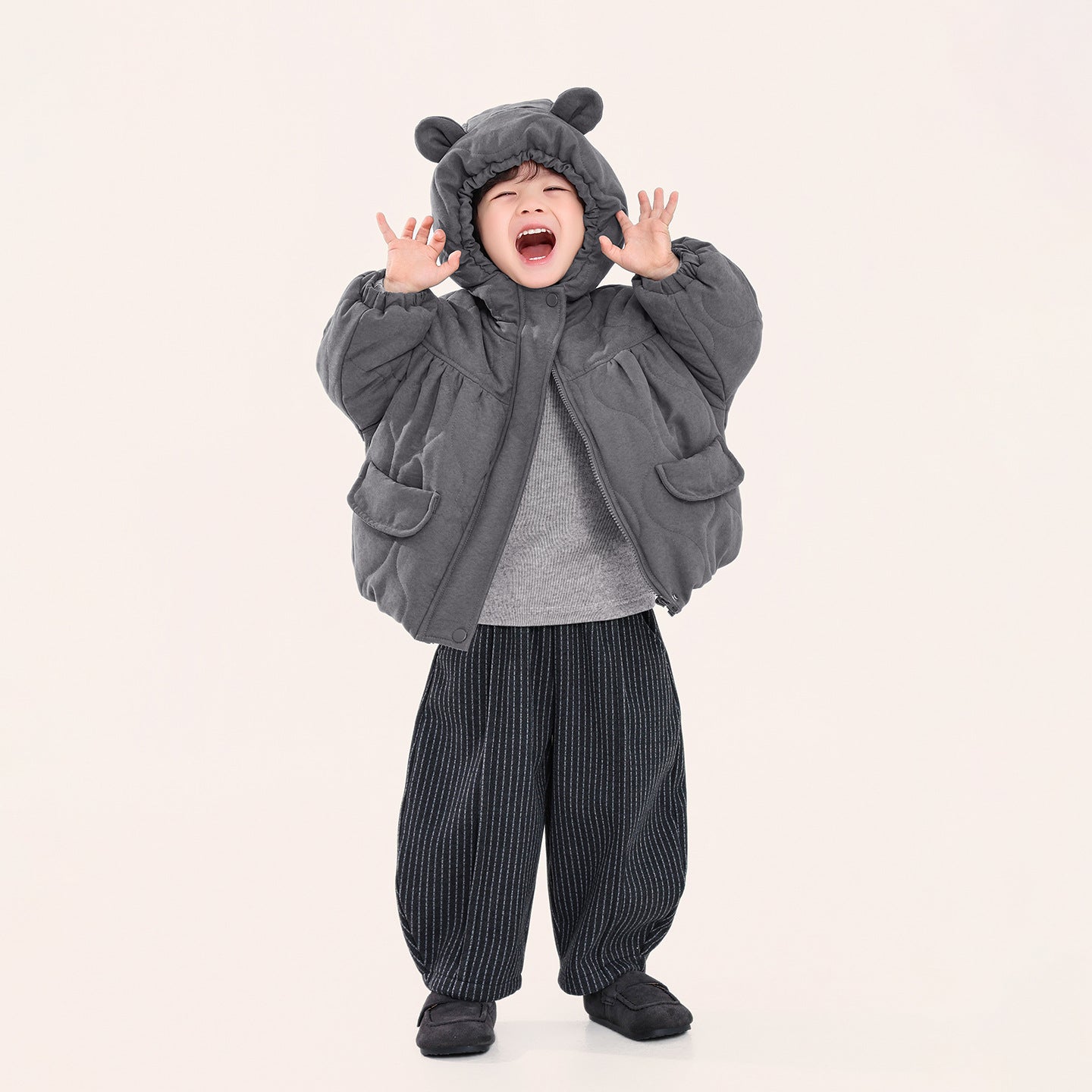 クマ耳中綿コート