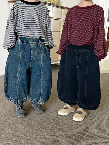 センターラインデニムロングパンツ