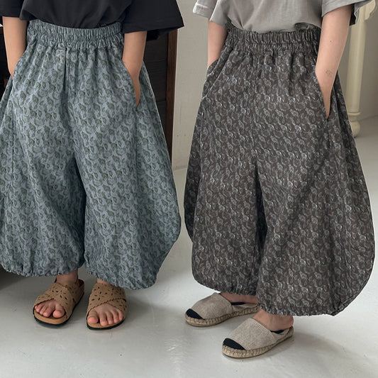 全面プリントコットンロングパンツ