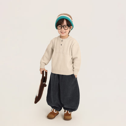 ヘンリーネックニットセーター