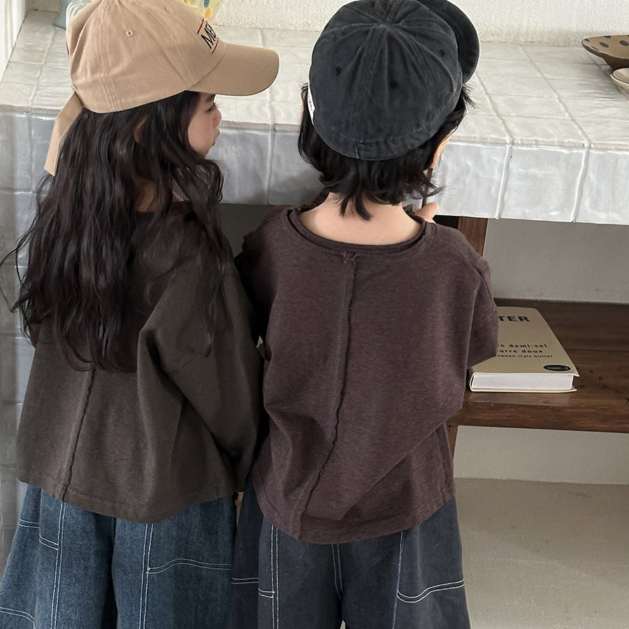 斜めボタンTシャツ綿100%