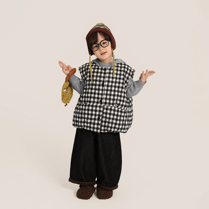 ギンガムチェックキルティングベスト