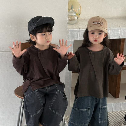 斜めボタンTシャツ綿100%