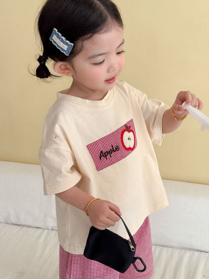細チェック半袖Tシャツ＆ショートパンツセット