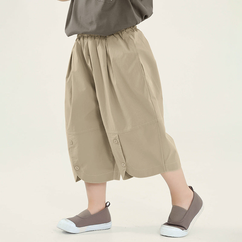 前ボタン飾り7分丈パンツ