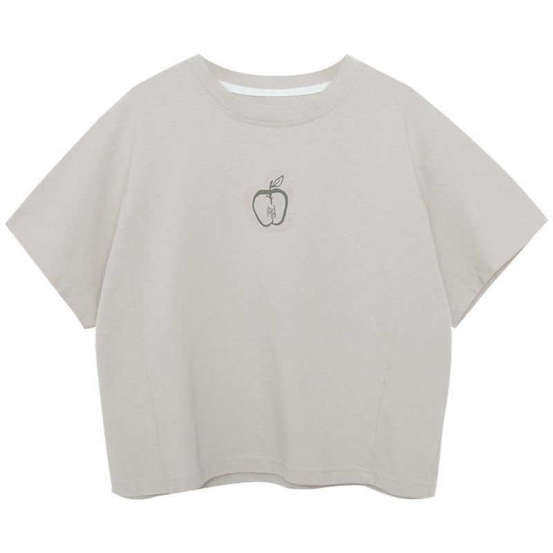 りんごプリントTシャツ