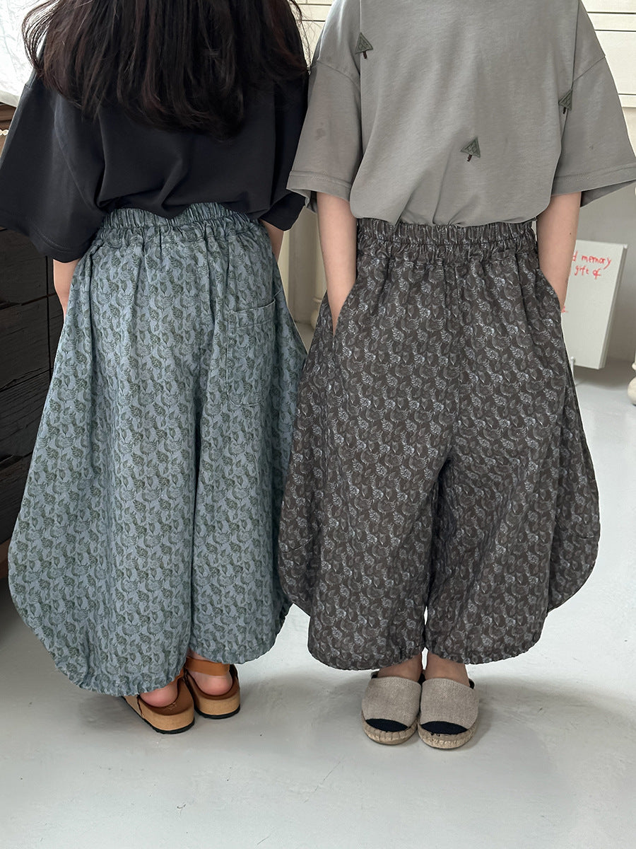 全面プリントコットンロングパンツ