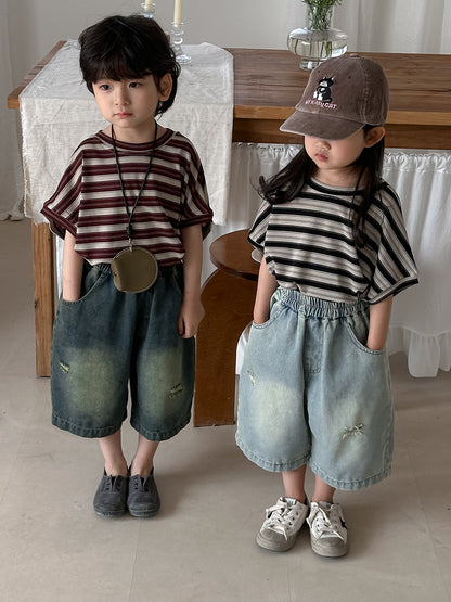 ワイド七分丈デニムパンツ