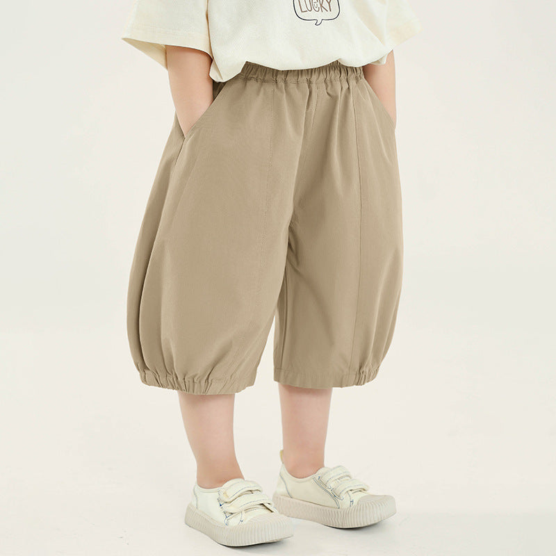 半ゴム仕様無地パンツ