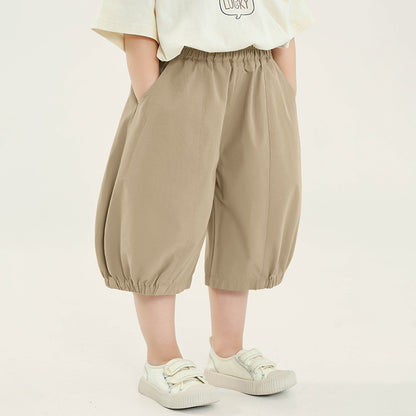 半ゴム仕様無地パンツ