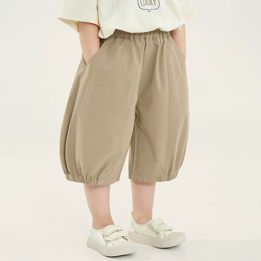 半ゴム仕様無地パンツ