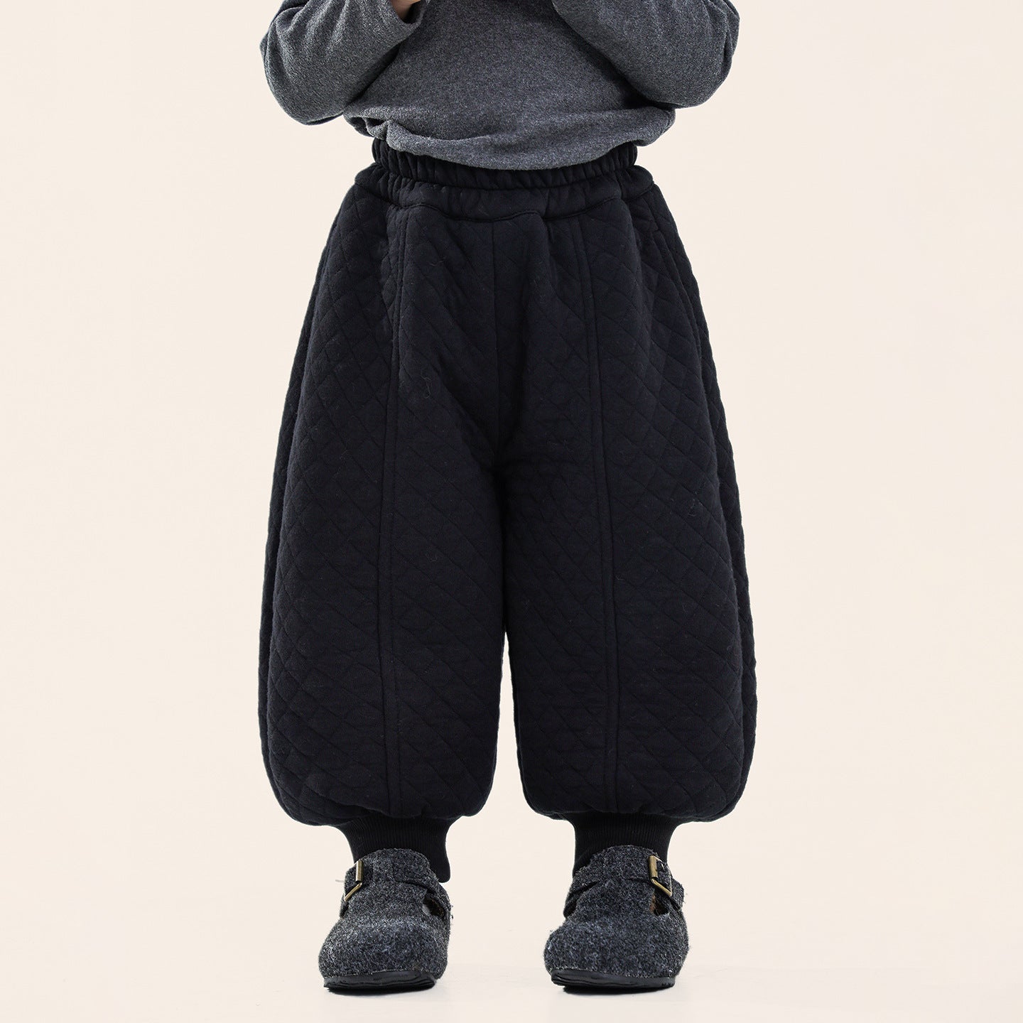 ダイヤモンドキルト裾ゴムパンツ