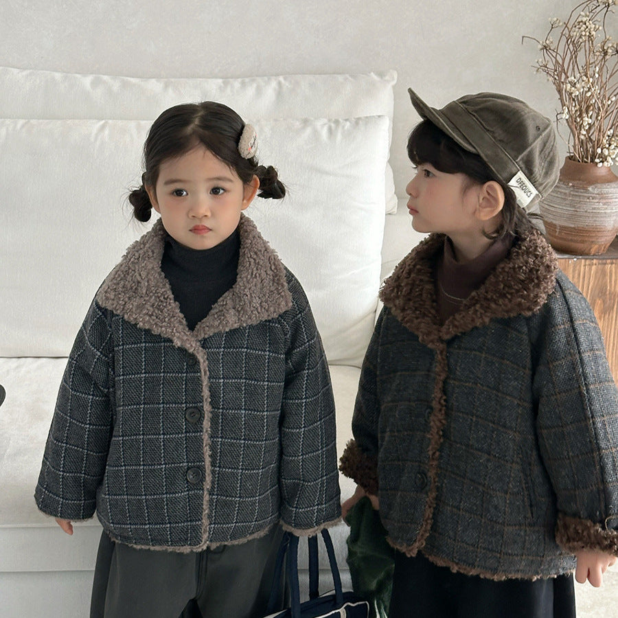 ボアフリースチェック柄コート