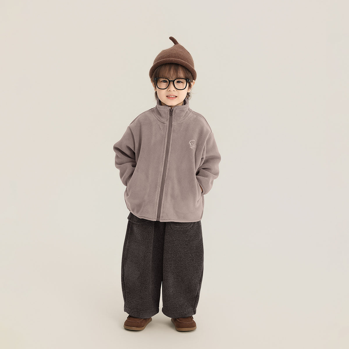 ワンポイント刺繍フリースジャケット