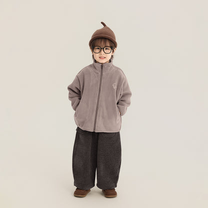 ワンポイント刺繍フリースジャケット
