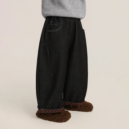 ロールアップ裏ボアデニムパンツ