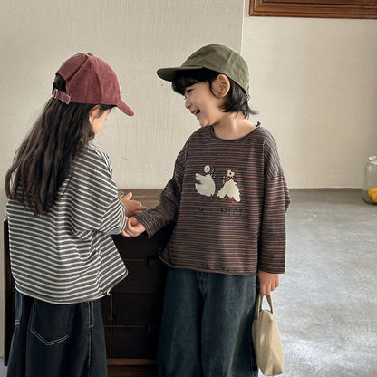 ガチョウプリントボーダーTシャツ