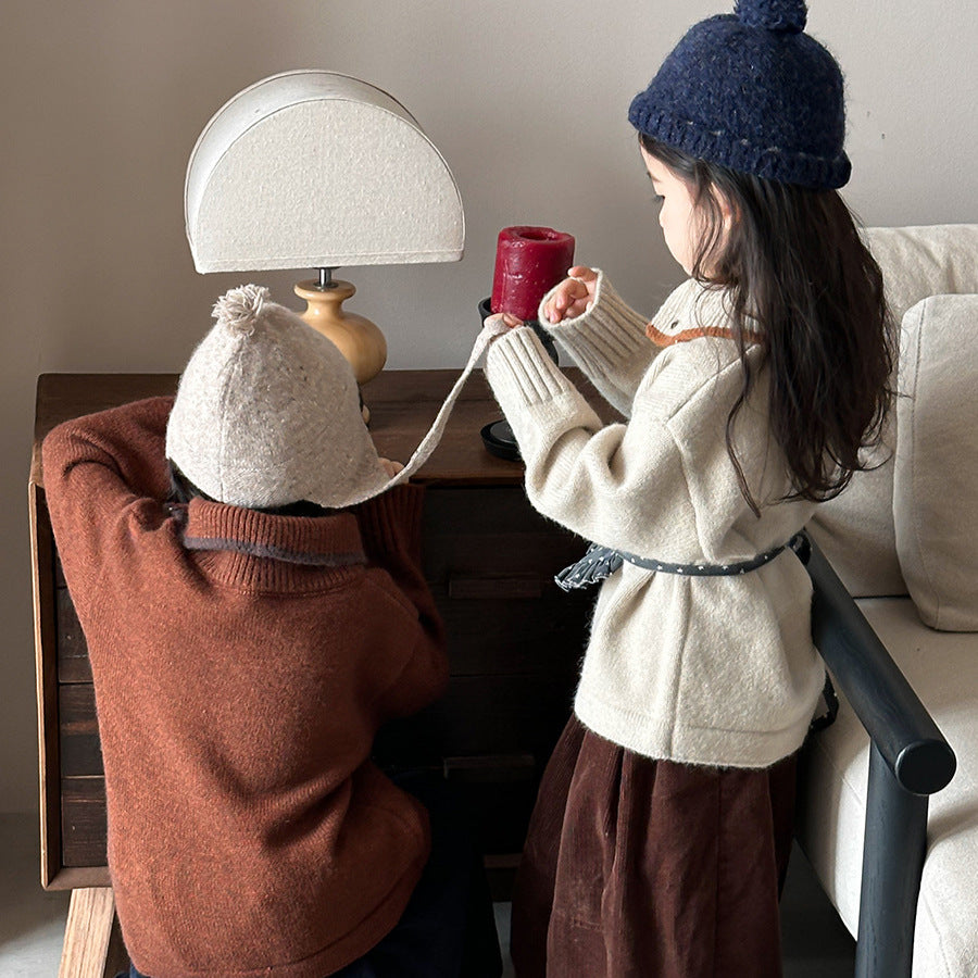 Diagonal front opening polo knit